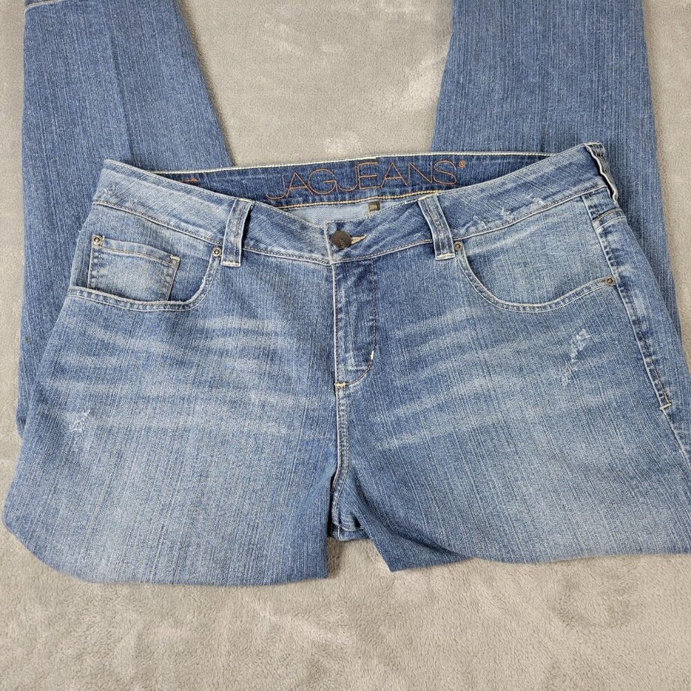 Jag Jeans Women's Plus 20W Cropped Straight Leg Blue Denim Stretchy Blue SL2E